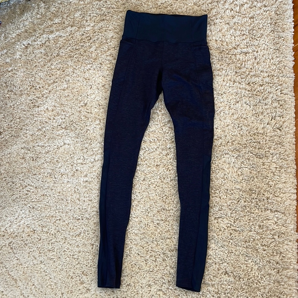 Athleta Over the Heel Navy Heathered Tight